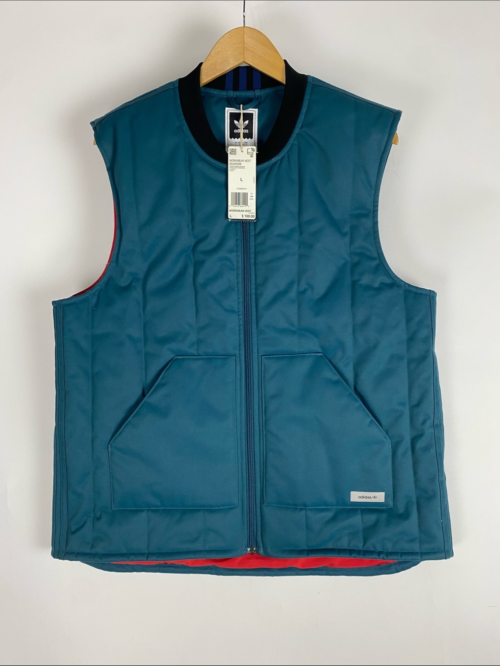 New Adidas Originals Workwear Vest teal blue Men’s Size Lage
